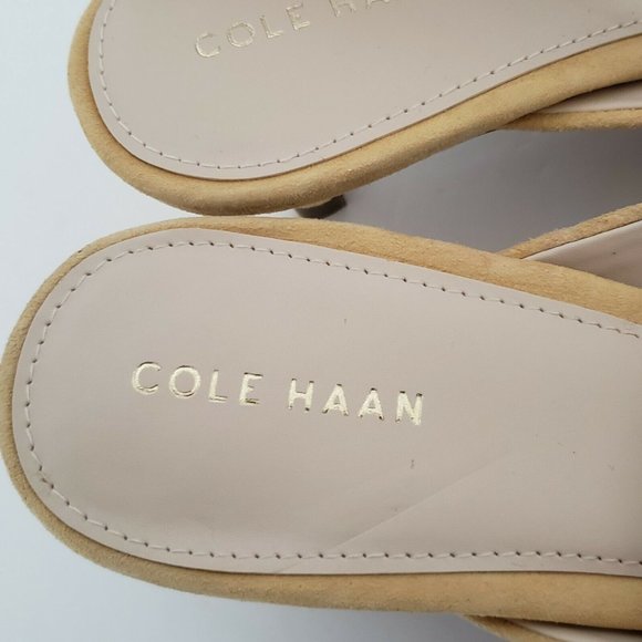 Cole Haan Women's Size 9B Sling Back Heels Pointed Toe Yellow Suede Leather NEW - Picture 7 of 9